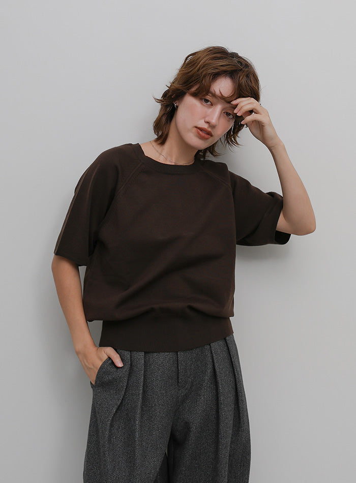 ラグランハーフスリーブニットトップス – SELECT MOCA