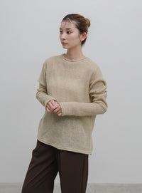 モヘアロールネックトップス