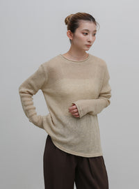 モヘアロールネックトップス