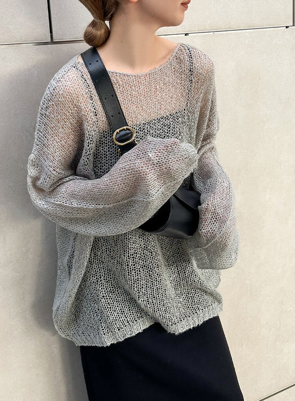 モヘアタッチローゲージシアープルオーバー【SALE】