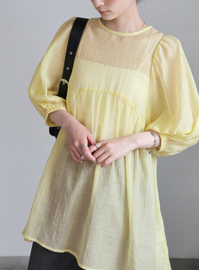 ボリュームスリーブシアーチュニック【SALE】