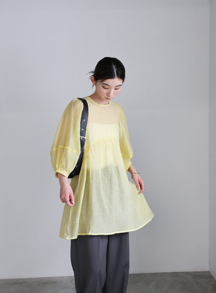 ボリュームスリーブシアーチュニック【SALE】