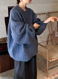 【サイズ展開あり】オーバーサイズハニカムニット【by SON】