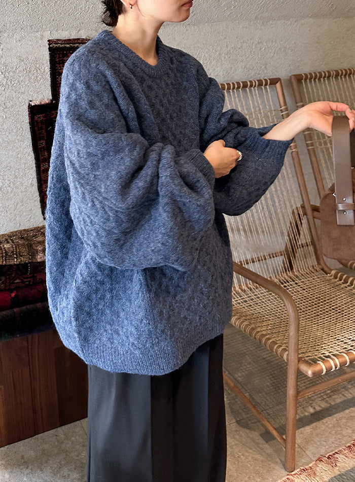 【サイズ展開あり】オーバーサイズハニカムニット【by SON】