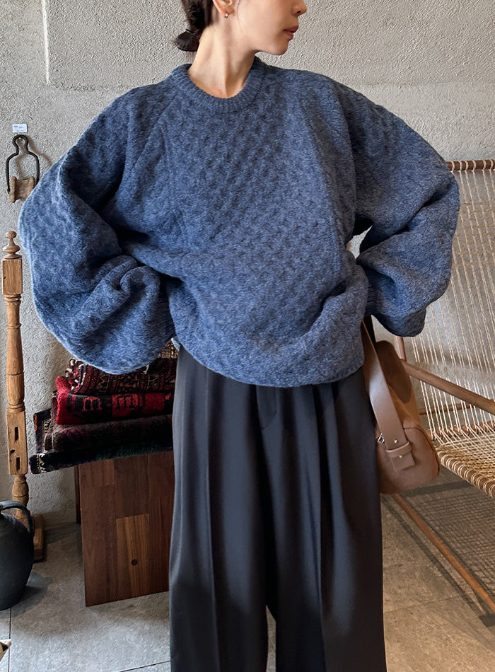 サイズ展開あり】オーバーサイズハニカムニット【by SON】 – SELECT MOCA