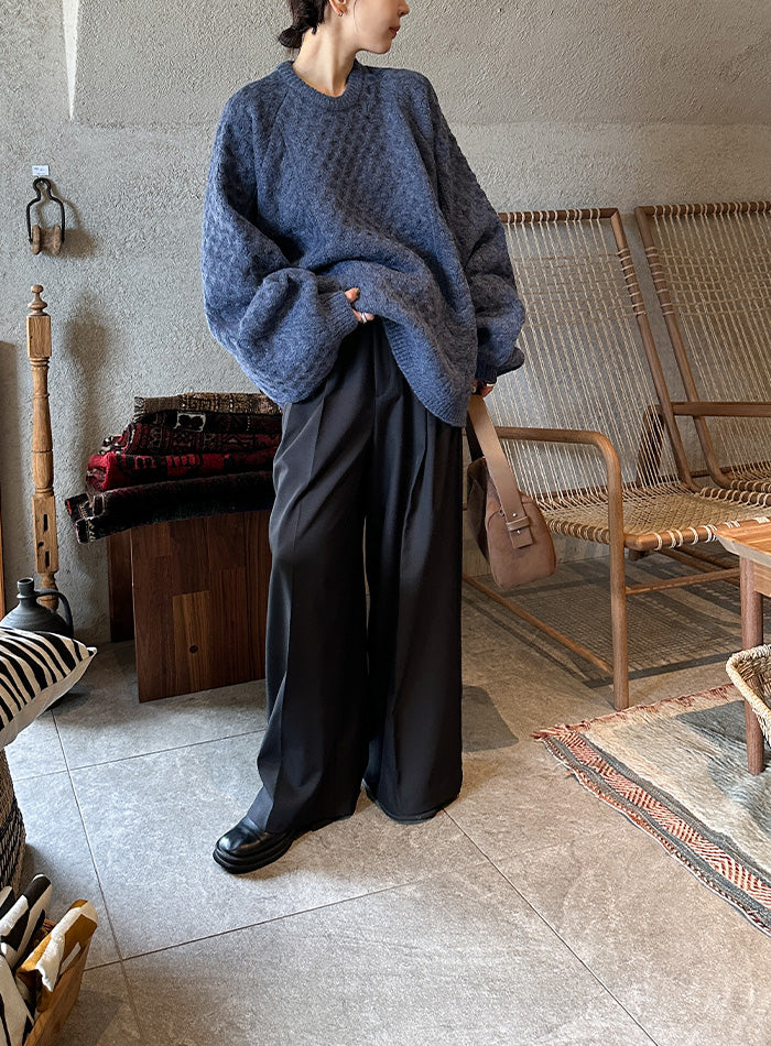 【サイズ展開あり】オーバーサイズハニカムニット【by SON】