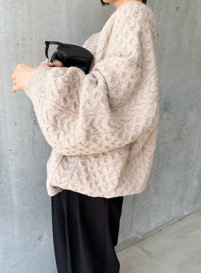 サイズ展開あり】オーバーサイズハニカムニット【by SON】 – SELECT MOCA