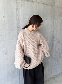 【サイズ展開あり】オーバーサイズハニカムニット【by SON】
