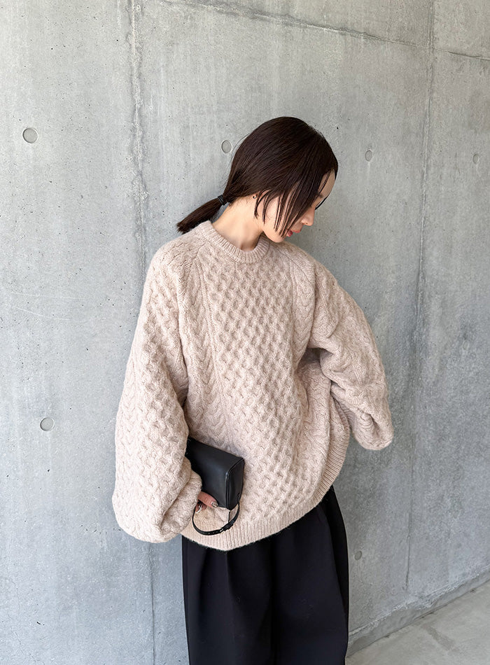 サイズ展開あり】オーバーサイズハニカムニット【by SON】 – SELECT MOCA