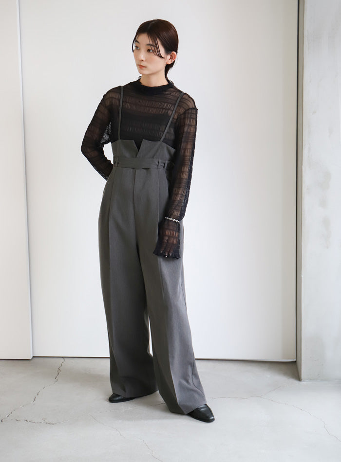 SELECT MOCA セレクトモカ　ハイウエストサロペット　黒 ハイウエストサロペット（サロペット/オーバーオール）｜select
