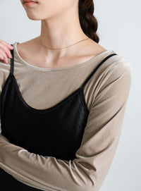 サテンフレアキャミワンピース