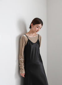 サテンフレアキャミワンピース