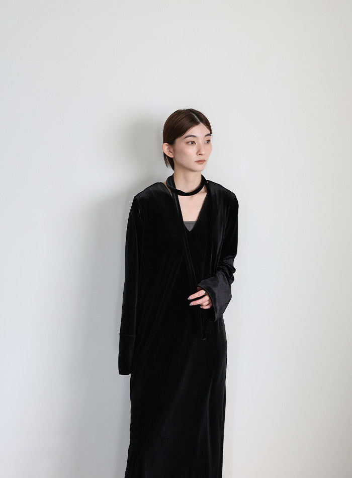 ボウタイリボンVネックベロアワンピース – SELECT MOCA