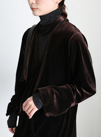 ボウタイリボンVネックベロアワンピース