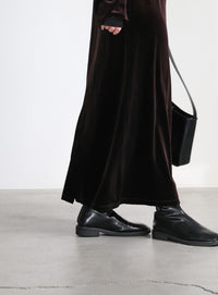 ボウタイリボンVネックベロアワンピース