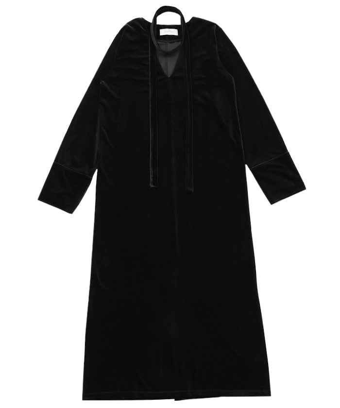 ボウタイリボンVネックベロアワンピース – SELECT MOCA