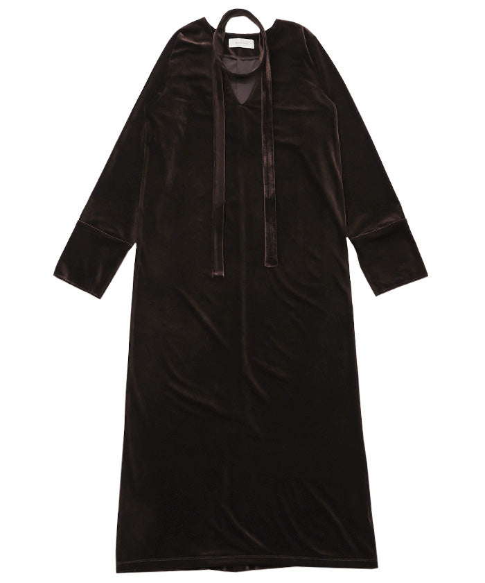 ボウタイリボンVネックベロアワンピース – SELECT MOCA