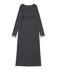 カットリブレイヤードヘンリーネックワンピース