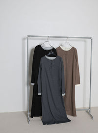 カットリブレイヤードヘンリーネックワンピース