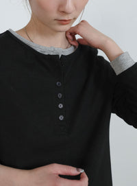 カットリブレイヤードヘンリーネックワンピース