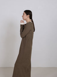 カットリブレイヤードヘンリーネックワンピース