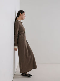 カットリブレイヤードヘンリーネックワンピース