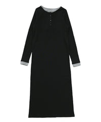 カットリブレイヤードヘンリーネックワンピース