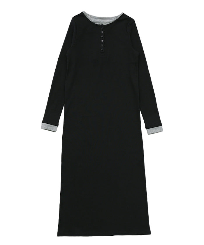 カットリブレイヤードヘンリーネックワンピース – SELECT MOCA