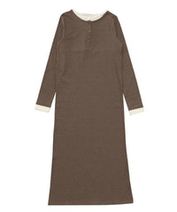 カットリブレイヤードヘンリーネックワンピース