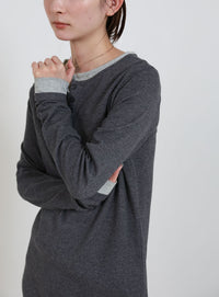 カットリブレイヤードヘンリーネックワンピース