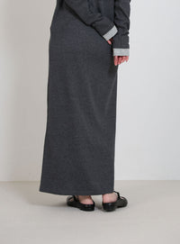 カットリブレイヤードヘンリーネックワンピース