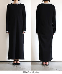 カットリブレイヤードヘンリーネックワンピース