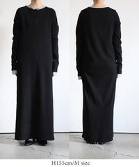 カットリブレイヤードヘンリーネックワンピース