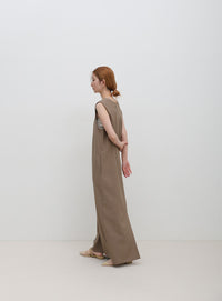 バックスリットUネックロングワンピース