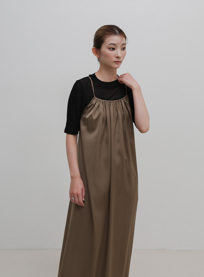 マットサテンギャザーキャミワンピース – SELECT MOCA