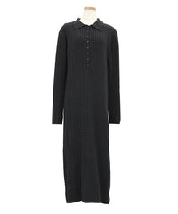 ケーブル編みロングニットワンピース
