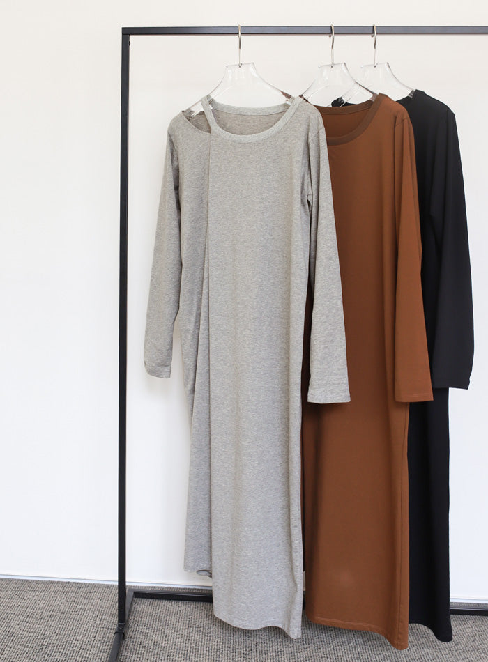 【Et】アシンメトリーネックワンピース