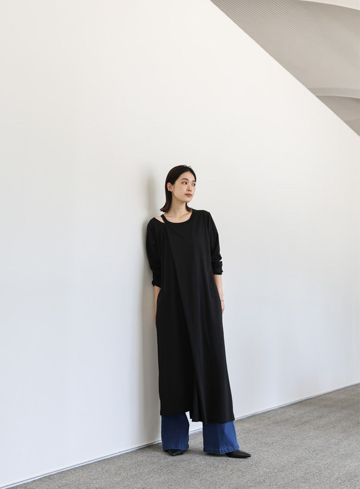 【Et】アシンメトリーネックワンピース