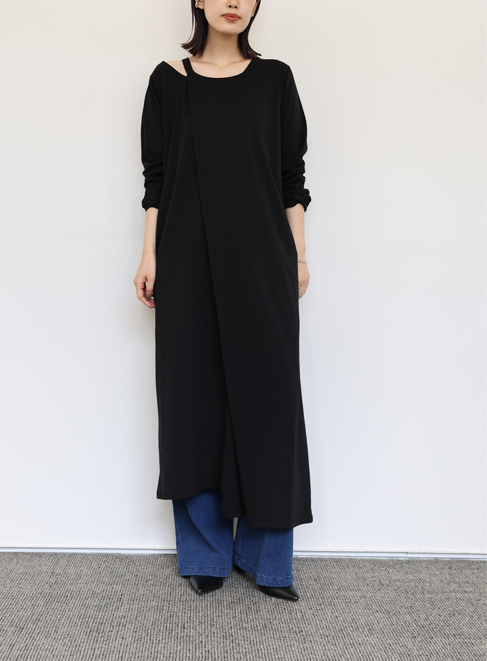 【Et】アシンメトリーネックワンピース