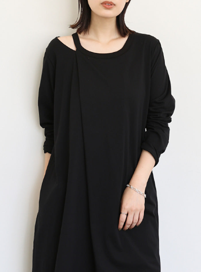 【Et】アシンメトリーネックワンピース