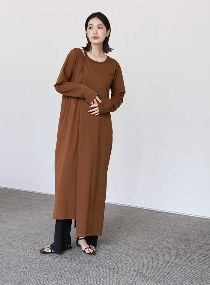 【Et】アシンメトリーネックワンピース