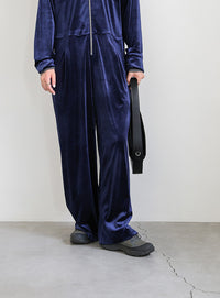 フロントジップベロアオールインワン