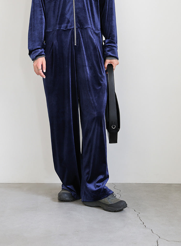 フロントジップベロアオールインワン