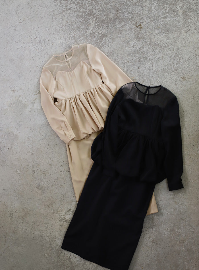 【オケージョン/結婚式】ペプラムバルーンドッキングワンピース