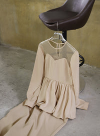 【オケージョン/結婚式】ペプラムバルーンドッキングワンピース