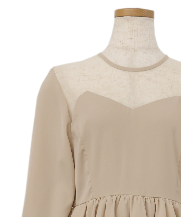 【オケージョン/結婚式】ペプラムバルーンドッキングワンピース