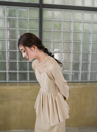 【オケージョン/結婚式】ペプラムバルーンドッキングワンピース