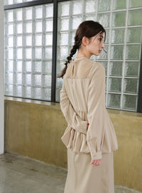 【オケージョン/結婚式】ペプラムバルーンドッキングワンピース