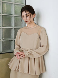 【オケージョン/結婚式】ペプラムバルーンドッキングワンピース