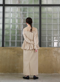 【オケージョン/結婚式】ペプラムバルーンドッキングワンピース